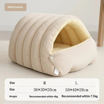 Winter Thermal Plush Cat Bed Winter Warm Enclosed House with Removable Washable Cover for Cats Small Pets Anxiety Relief ﻿ Pawizo