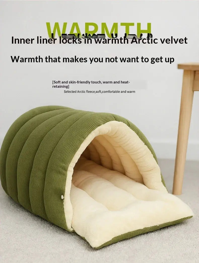 Winter Thermal Plush Cat Bed Winter Warm Enclosed House with Removable Washable Cover for Cats Small Pets Anxiety Relief ﻿ Pawizo