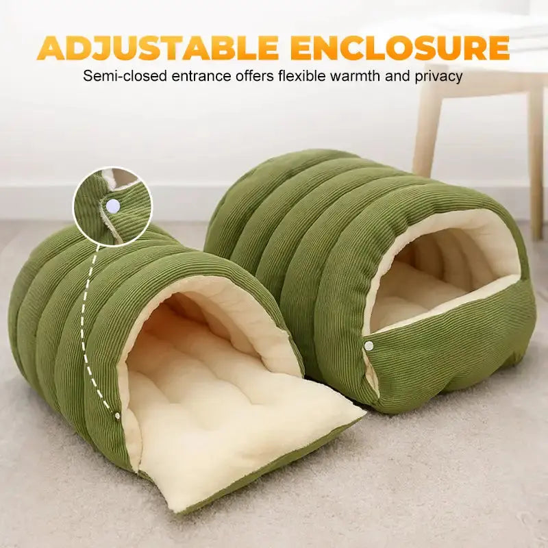 Winter Thermal Plush Cat Bed Winter Warm Enclosed House with Removable Washable Cover for Cats Small Pets Anxiety Relief ﻿ Pawizo