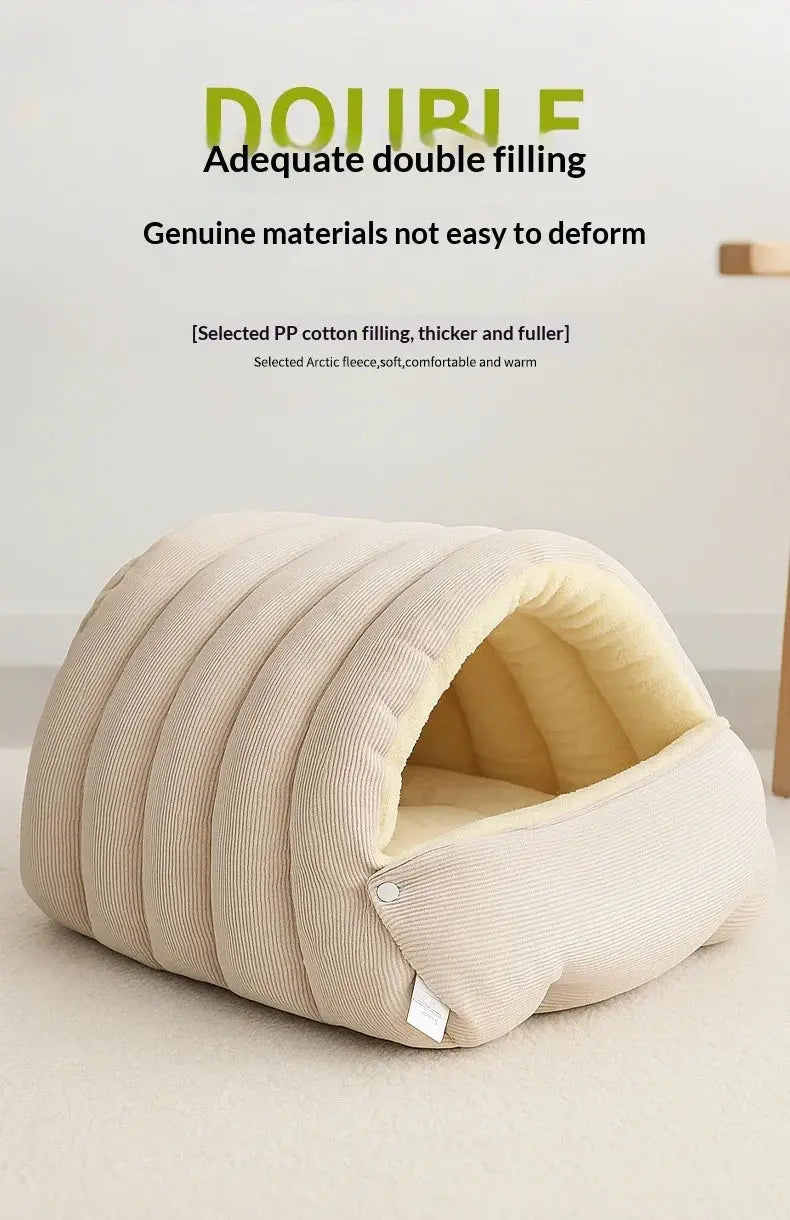 Winter Thermal Plush Cat Bed Winter Warm Enclosed House with Removable Washable Cover for Cats Small Pets Anxiety Relief ﻿ Pawizo