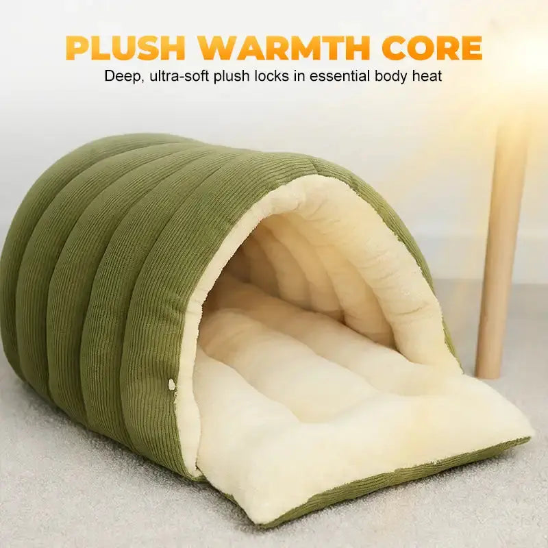 Winter Thermal Plush Cat Bed Winter Warm Enclosed House with Removable Washable Cover for Cats Small Pets Anxiety Relief ﻿ Pawizo