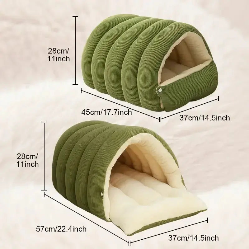 Pawizo: Enclosed Cat Bed | Cozy and Thermal Bed for Cat - Green
