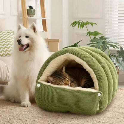 Winter Thermal Plush Cat Bed Winter Warm Enclosed House with Removable Washable Cover for Cats Small Pets Anxiety Relief ﻿ Pawizo