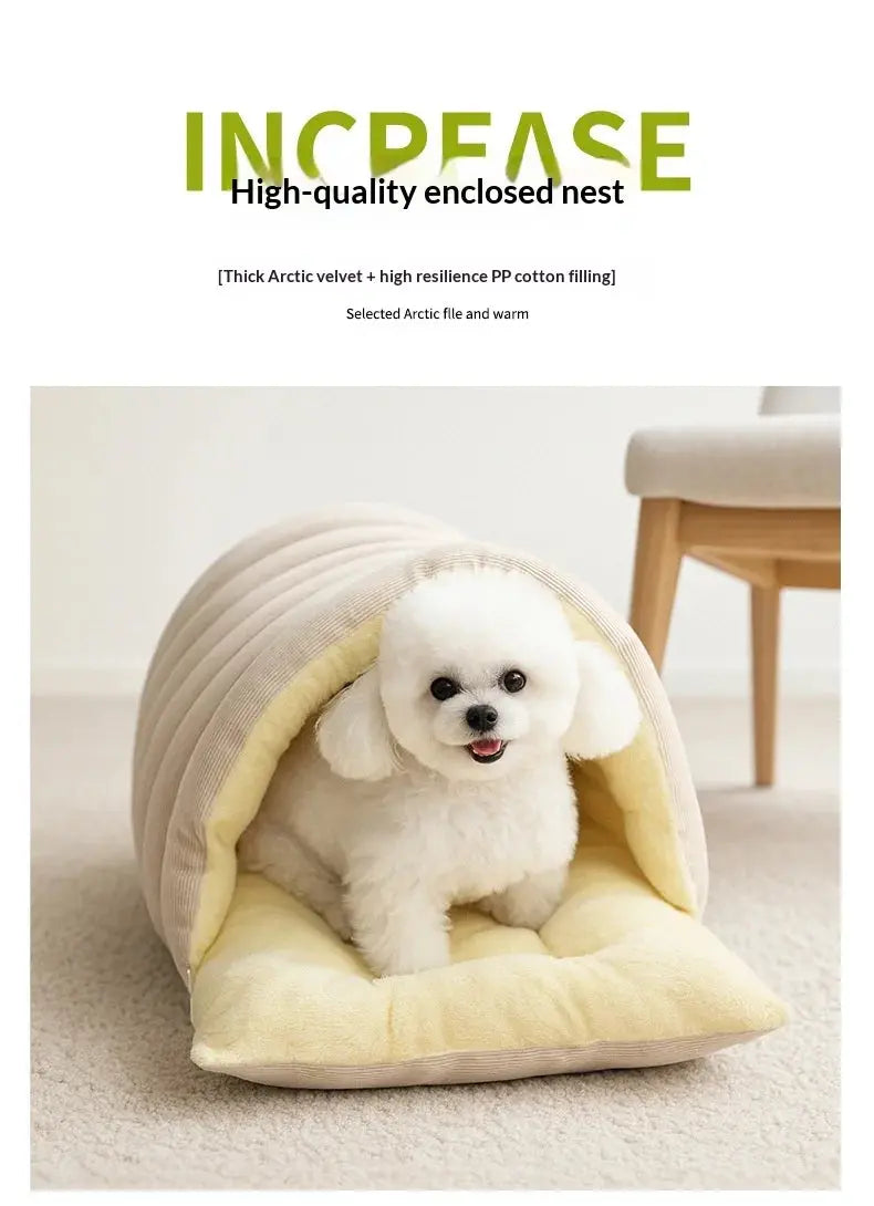 Winter Thermal Plush Cat Bed Winter Warm Enclosed House with Removable Washable Cover for Cats Small Pets Anxiety Relief ﻿ Pawizo