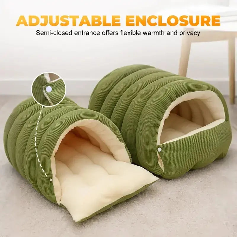 Pawizo: Enclosed Cat Bed | Cozy and Thermal Bed for Cat - Green